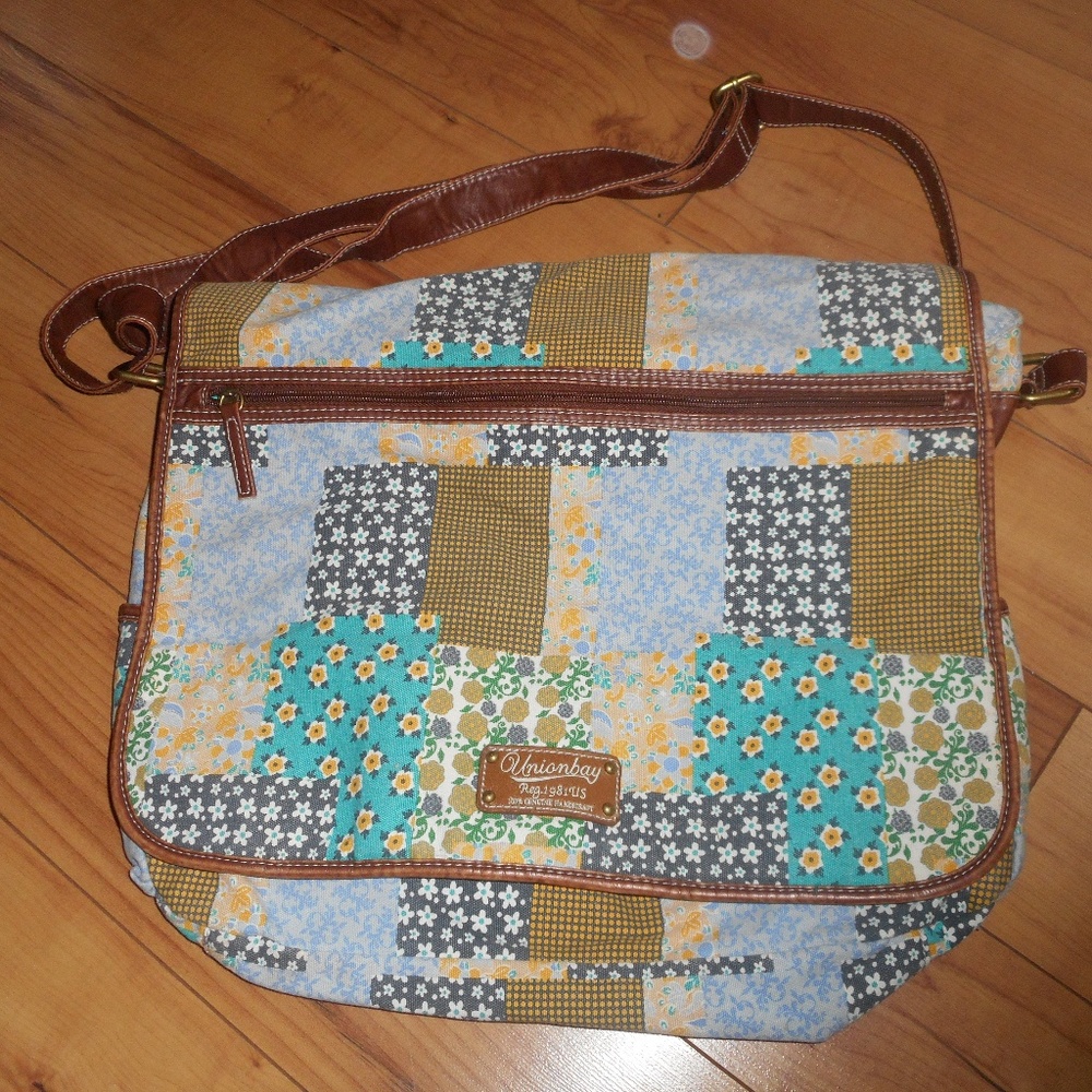 UnionBay Floral Patchwork Print Messenger Book Bag